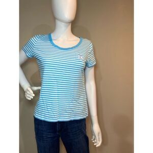 Lauren Ralph Lauren Vintage Striped Blue White T-Shirt Women’s Size Petite Med